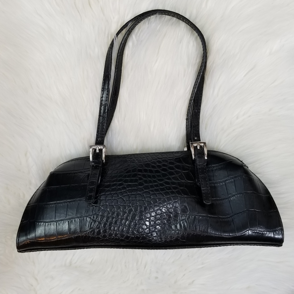 Bisou Bisou Black Faux Croc Hand Bag